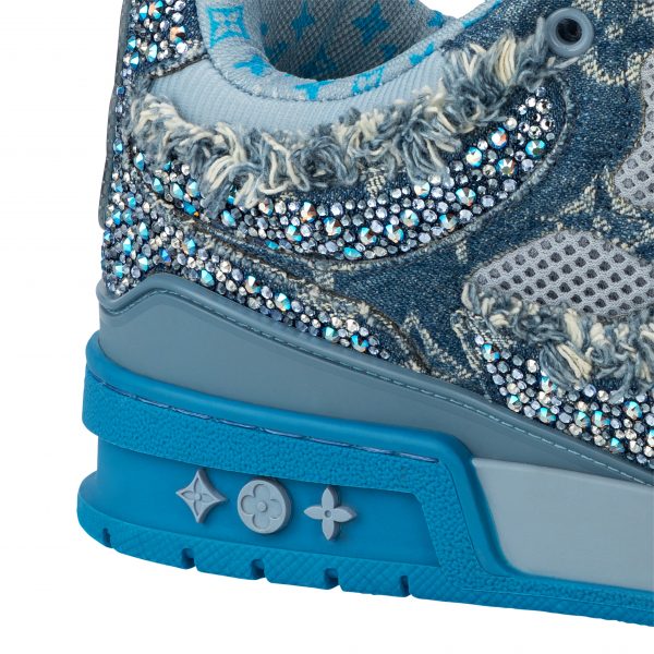 Louis Vuitton LV Skate Sneaker Swarovski Crystals Monogram Denim Blue 1ABMHF